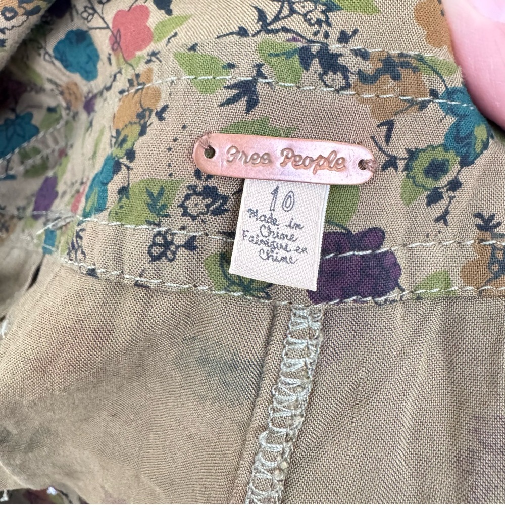 Free people Floral Rayon Overalls Jumpsuit Green Lightweight - Picture 9 of 15